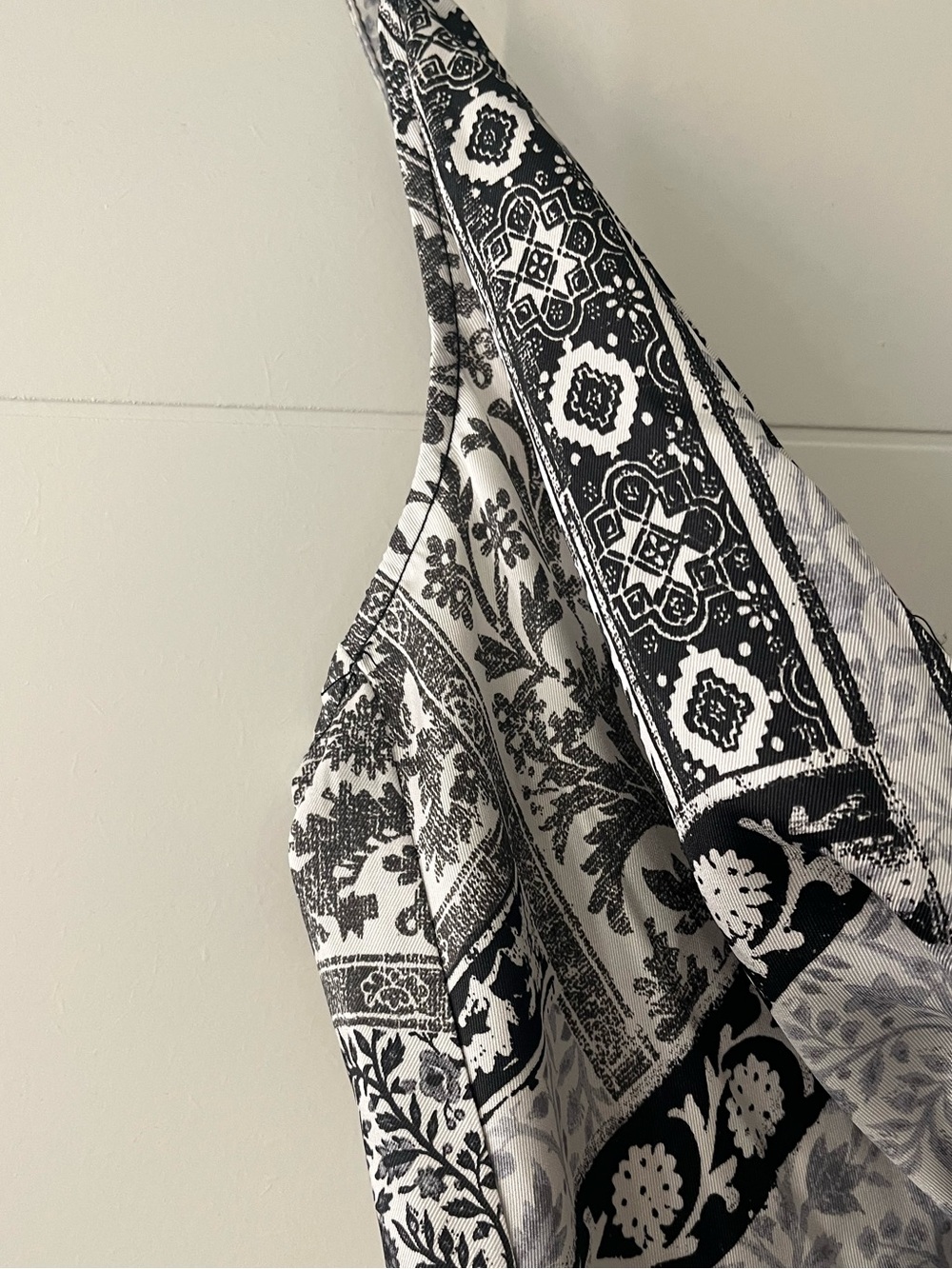 Zara Printed Slip Midi Dress Black White Boho Size S